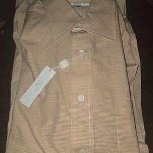 bill blass Men's Peach Micro-Check Dress Shirt